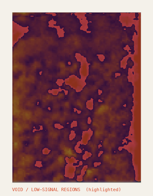 Spatial overlay highlighting void regions