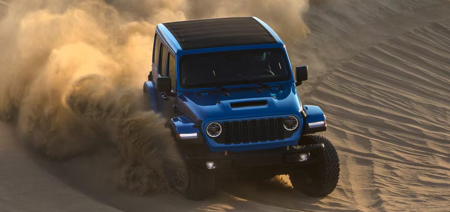 Jeep Wrangler on sand dunes