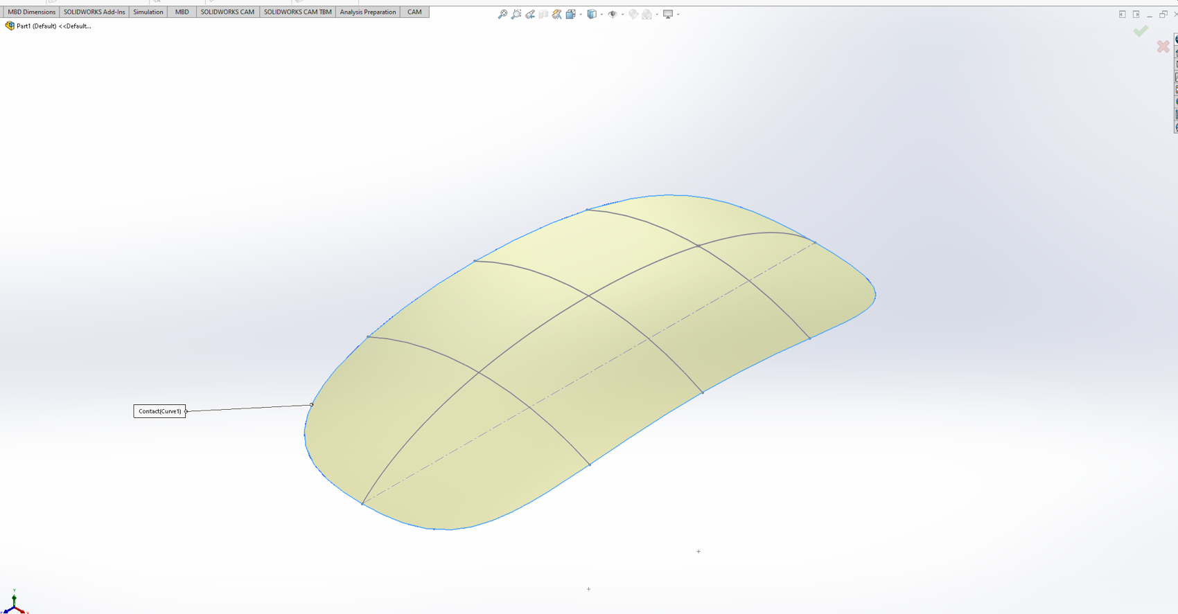 Fill surface patching the top shell from the boundary curve
