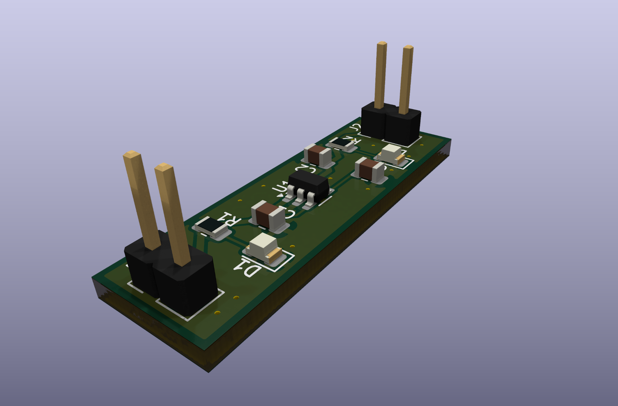 3D render of the voltage regulator PCB